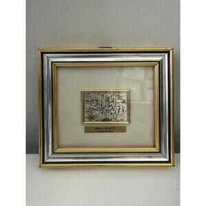 Vintage Roma Sparita Via Giulia Silver 925 Gold Leaf Italian Framed Art